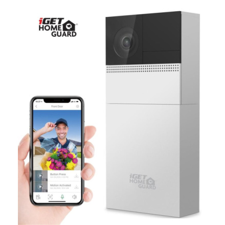 iGET HOMEGUARD HGBVD853 - WiFi bateriový videozvonek, FullHD, obousměrný zvuk, PIR senzor, 6700 mAh, HGBVD853