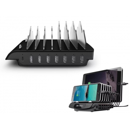 Sandberg nabíječka Multi USB Charging Station, 1x USB-C PD 30W,  7x USB-A, černá, 441-17 - neoriginální