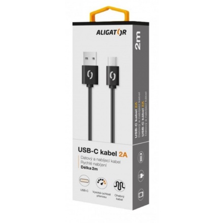 ALIGATOR Datový kabel 2A USB-C 2 m černý, DAKA009