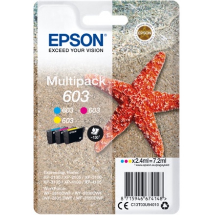 Epson multipack 3-colours 603, Cyan, Magenta, Yellow, C13T03U54010 - originální