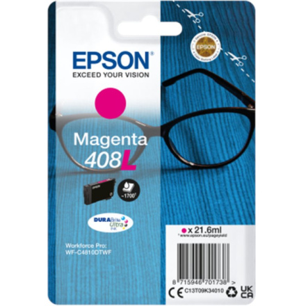 EPSON Singlepack Magenta 408L DURABrite Ultra Ink, C13T09K34010 - originální