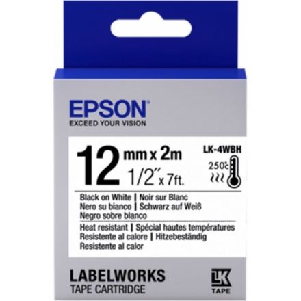 EPSON POKLADNÍ SYSTÉMY Epson Label Cartridge Heat Resistant LK-4WBH Black/White 12mm (2m), C53S654025
