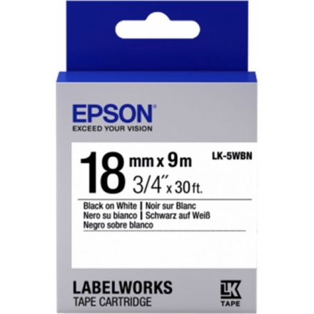 EPSON POKLADNÍ SYSTÉMY Epson Label Cartridge Standard LK-5WBN Black/White 18mm (9m), C53S655006