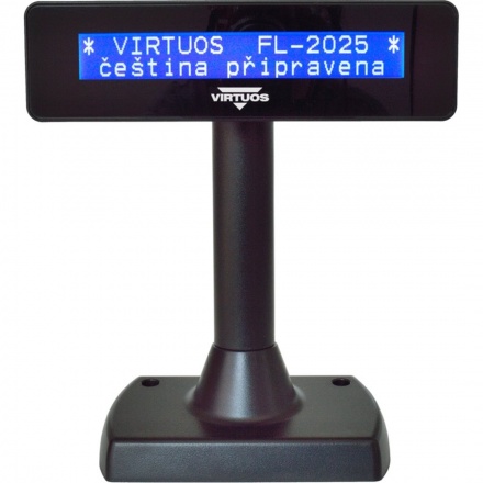 LCD zákaznický displej Virtuos FL-2025MB 2x20, USB, černý, EJG0003