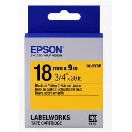EPSON POKLADNÍ SYSTÉMY Epson Label Cartridge Pastel LK-5YBP Black/Yellow 18mm (9m), C53S655003