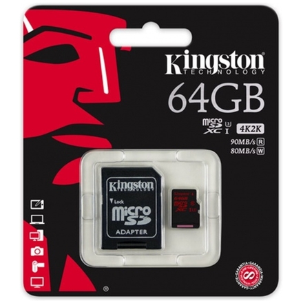 Kingston microSDXC 64GB UHS-I U3 + adaptér SDCA3/64GB