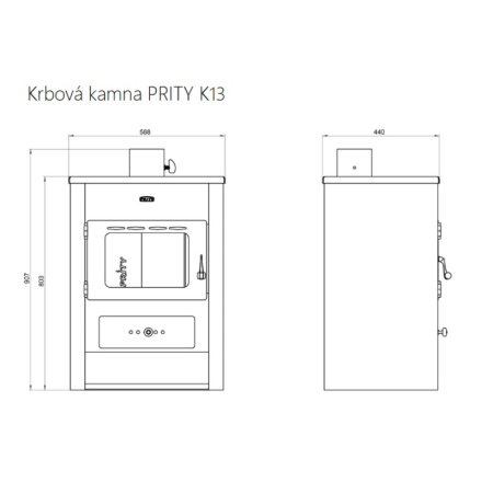 Krbová kamna PRITY K13 černá, 194