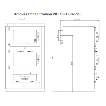 Krbová kamna s troubou VICTORIA Grande F, 3016