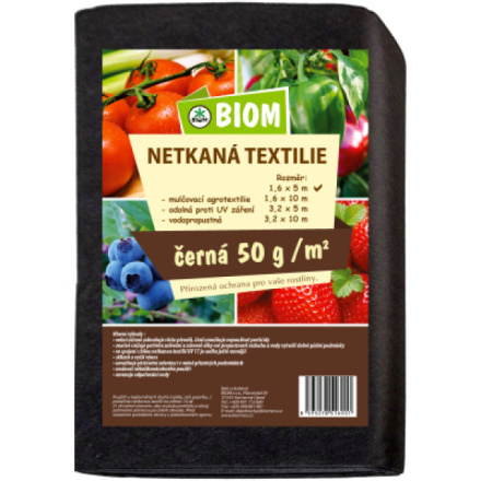 Biom netkaná textílie černá 17 g/m² velikost 1,6 x 5 m