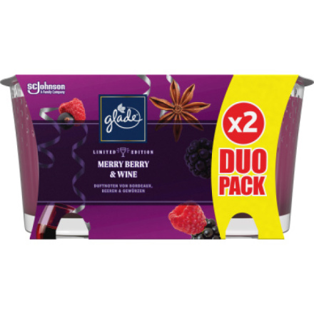 Glade svíčka vonná Merry Berry & Wine, duopack, 2× 129 g