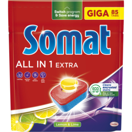 Somat tablety do myčky All in 1 Extra Lemon & Lime, 85 ks