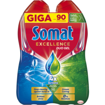 Somat gel do myčky Excellence Duo proti mastnotě, 1620 ml, 90 dávek