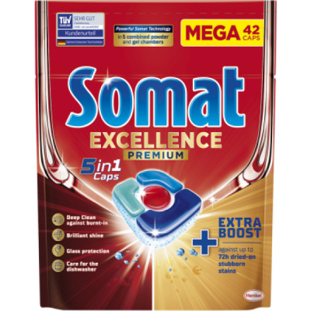 Somat tablety do myčky Excellence Premium 5v1, 42 ks