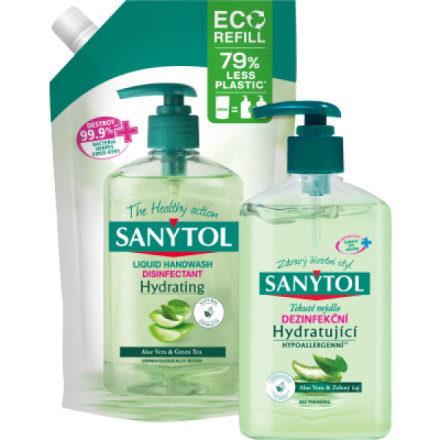 Sanytol dezinfekční mýdlo hydratující pumpička a náplň, 250 + 500 ml