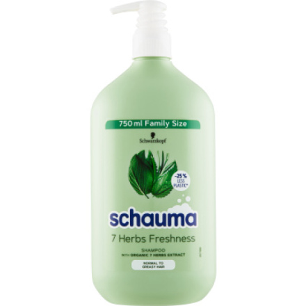 Schauma šampon 7 Herbs Freshness pro normální až mastné vlasy, 750 ml