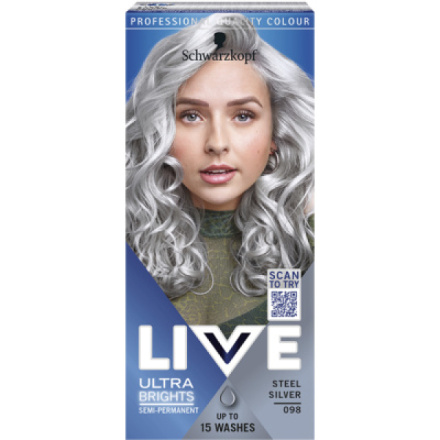 Schwarzkopf Live Ultra Brights barva na vlasy Ocelově stříbrná 098