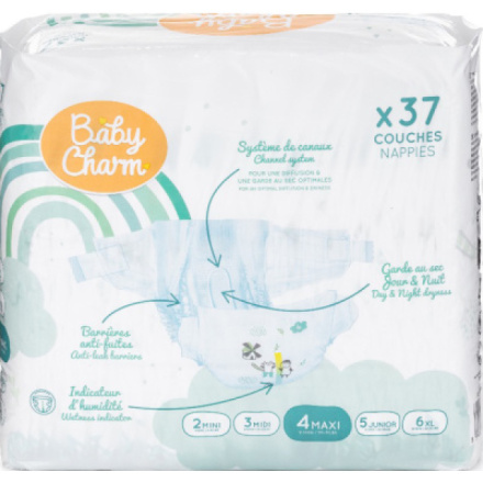 Baby Charm jednorázové plenky Super Dry Flex Maxi 9-14 kg, 37 ks