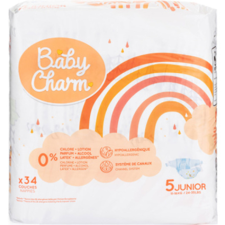 Baby Charm jednorázové plenky Super Dry Flex Junior 11-16 kg, 34 ks