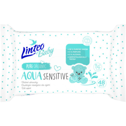 Linteo Baby vlhčené ubrousky Aqua Sensitive, 48 ks