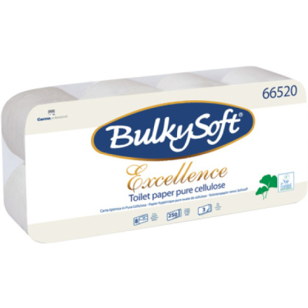BulkySoft Excellence 3vrstvý toaletní papír, role 28,75 m a 250 útržkú, 8 rolí