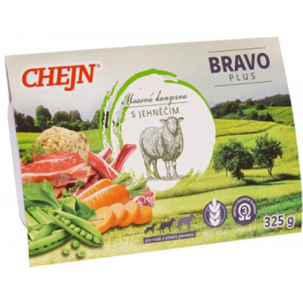 Chejn Bravo PLUS s jehněčím a zeleninou pro malé a střední psy, 325 g