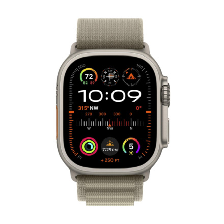 Apple Watch Ultra 2 49mm titanové pouzdro s olivovým alpským tahem - Small MREX3CS/A