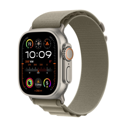 Apple Watch Ultra 2 49mm titanové pouzdro s olivovým alpským tahem - Large MRF03CS/A