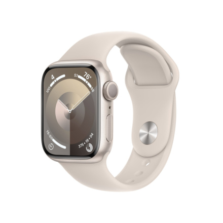 Apple Watch Series 9 41mm Hvězdně bílý hliník s hvězdně bílým sportovním řemínkem - M/L MR8U3QC/A