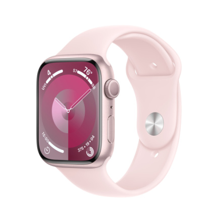 Apple Watch Series 9 45mm Růžový hliník se světle růžovým sportovním řemínkem - S/M MR9G3QC/A