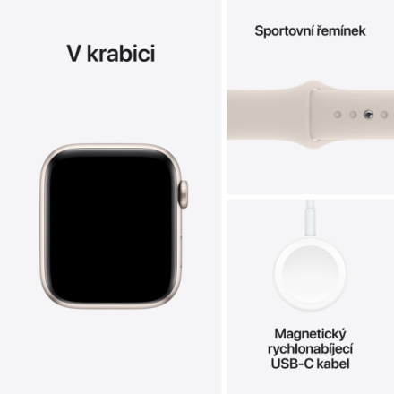 Apple Watch SE 44mm Hvězdně bílý hliník s hvězdně bílým sportovním řemínkem - M/L MRE53QC/A