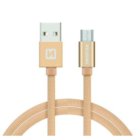 SWISSTEN Textile Micro USB, datový kabel, zlatý, 1,2 m 71522204