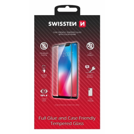 Swissten Full Glue, Color Frame, Case Friendly ochranné sklo pro Apple iPhone 14 Black - Černé 54501823