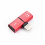 Adaptér HF / Audio + nabíjení iPhone Lightning 8-pin červená 0901737927033