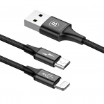 Baseus Usb Kabel Rapid 2v1 Micro Ligtning 3A 1.2 m (CAML-SU01) černý