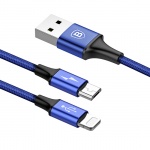 Baseus Usb Kabel Rapid 2 v 1 Micro Ligtning 3A 1.2 m (CAML-SU13) Modrá
