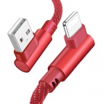 USB Kabel - 90° kovové koncovky T68 na micro USB, 1 metr červená 5478965244