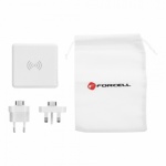 Multifunkční nabíječka Forcell 15W 4v1 se zásuvkou USB / USB-C, powerbankou 8000mAh a bezdrátovým nabíjením, bílá 5903396072475