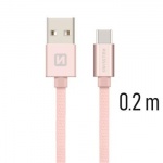 SWISSTEN TEXTILE datový kabel USB - (USB TYP C) 0.2m rose gold 71521105