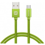 SWISSTEN TEXTILE datový kabel USB - (USB TYP C) 2m zelená 71521307
