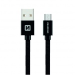 SWISSTEN TEXTILE datový kabel USB - micro USB 0.2m černá 71522101