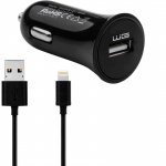 Adaptér do auta WG 1xUSB MFI (2,4A) + Lightning kabel černý (6849)