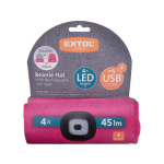 čepice s čelovkou 4x45lm, USB nabíjení, světle šedá/růžová, oboustranná, univerzální velikost, 73% acryl a 27% polyester 43197