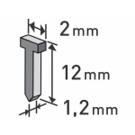 hřebíky, balení 1000ks, 12mm, 2,0x0,52x1,2mm 8852404