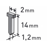 hřebíky, balení 1000ks, 14mm, 2,0x0,52x1,2mm 8852405