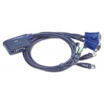 Aten 2-port KVM USB mini, 1,8 m kabely audio,, CS-62U
