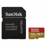 SanDisk Extreme microSDXC 64GB 100MB/s + adaptér, SDSQXAF-064G-GN6AA