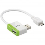 PremiumCord USB 2.0 HUB 2-portový+micro-USB kabel, ku2hub2m