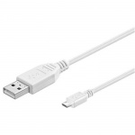 PremiumCord Kabel micro USB 2.0, A-B 1m, bílá, ku2m1fw