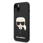 Karl Lagerfeld Liquid Silicone Karl Head Zadní Kryt pro iPhone 14 Plus Black, KLHCP14MSLKHBK