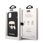 Karl Lagerfeld Liquid Silicone Karl Head Zadní Kryt pro iPhone 14 Plus Black, KLHCP14MSLKHBK